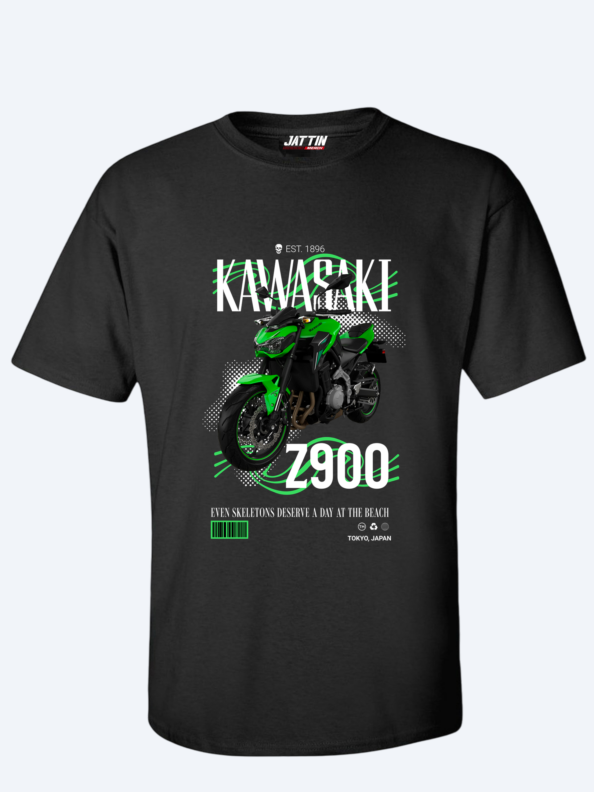 Motocicleta Kawasaki Z900 de estilo supernaked en el icónico color Candy Lime Green con detalles en negro brillante, mostrando su postura agresiva y motor tetracilíndrico al aire